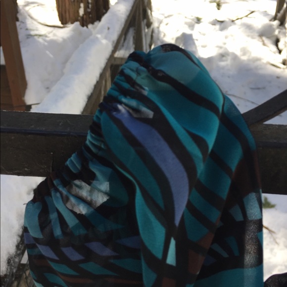 Bisou Bisou teal chiffon blouse,HP - Picture 6 of 9